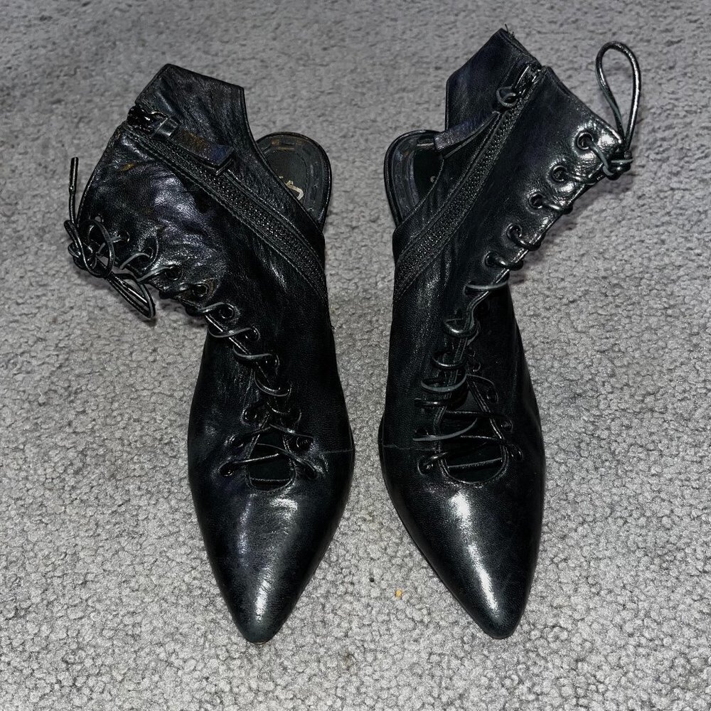 ALICE + OLIVIA Dominica Lace Up Open Back High Heeled Booties - EUC - EU 36.5